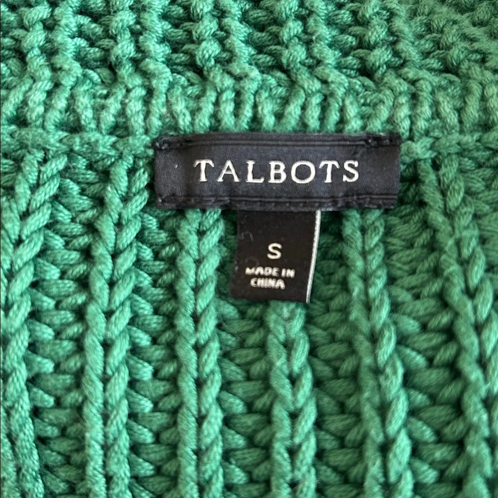 Talbots Pine Green Full Collar Cotton Sweater - Picture 5 of 6